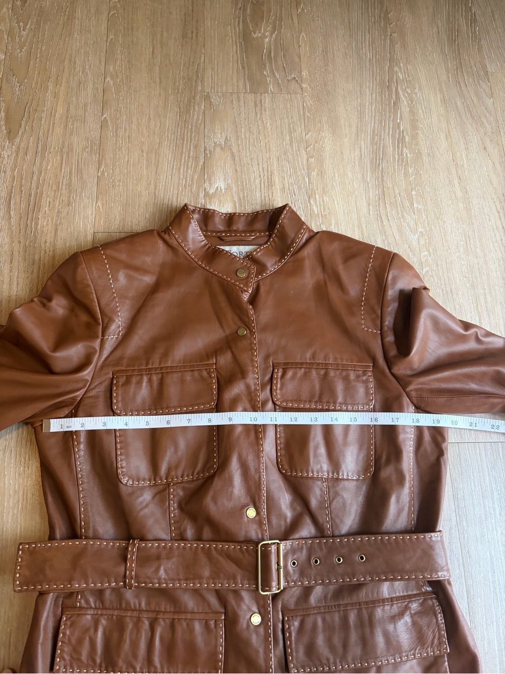 Vintage Worth Brown Genuine Leather Belted Jacket - Picture 8 of 10